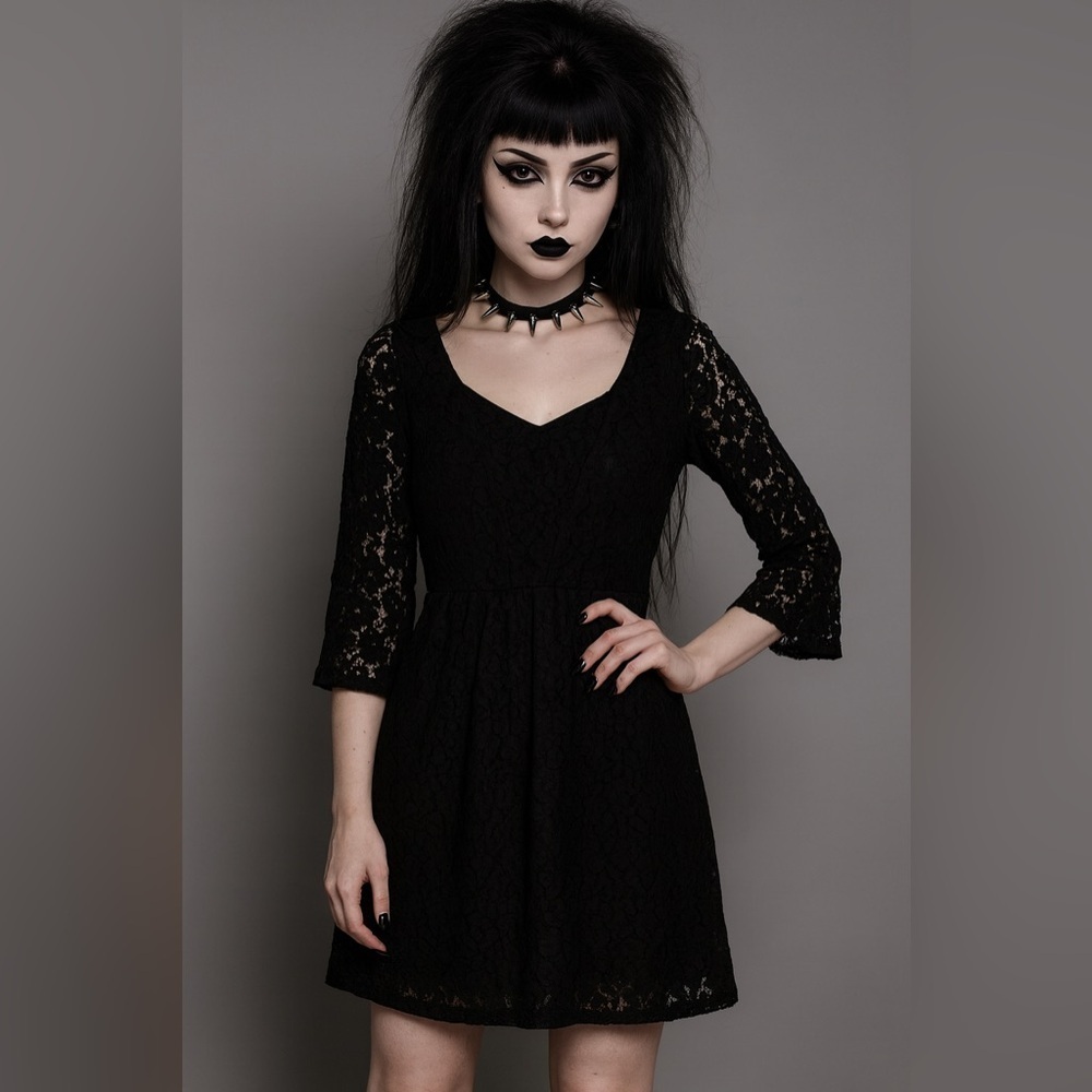 Exhilaration lace overlay fit and flare dress